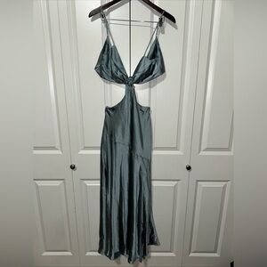 Saints + Secrets Back Tie Open Back Satin Dress M NWT